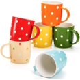 thumbnail image 3 of GFDYREE 6 Pack Ceramic Coffee Mugs, 12 Oz Polka Dot Coffee Mugs Colorful Porcelain Mug Set for Coffee, Tea, Milk, Hot Chocolate, 3 of 6