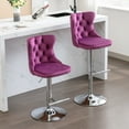 thumbnail image 3 of ODUSE-DAILY Violet Velvet Bar Stools Set of 4 - Adjustable Swivel Purple Counter Height Chairs with Tufted Back and Nailhead Trim for Kitchen Island (Purple, Chrome Metal, 4 Pcs), 3 of 10