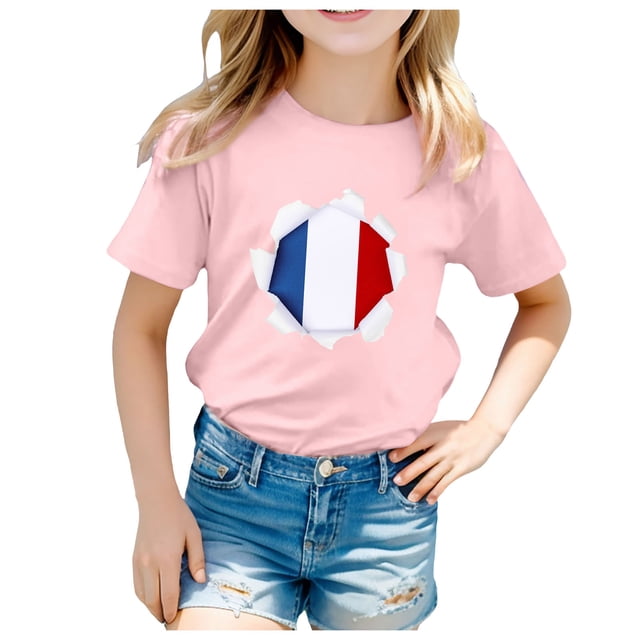 TZEWGL Cute Shirt For Kid Sport Prints Short Sleeve Round Neck Basic Clothes For Newborns size 4-5T