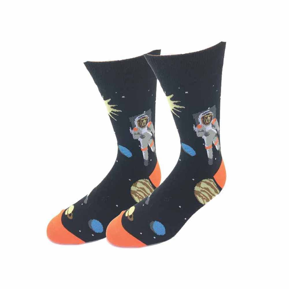 Bigfoot in Space One Size Fits Most Black Crew Socks