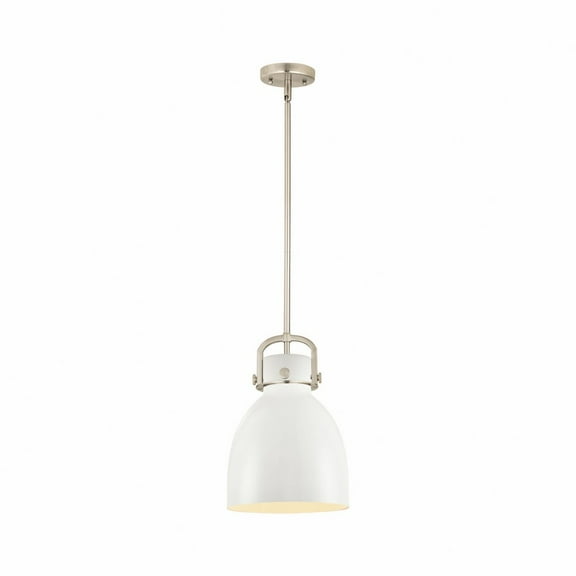 410-1SM-SN-M412-10W Innovations Lighting Newton Bell - 1 Light Pendant In Industrial Style-16.75 Inches Tall and 10 Inches Wide-Satin Nickel