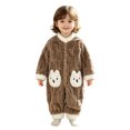 thumbnail image 2 of Maqroz Cute Girls Boys Fuzzy Fleece Snowsuit Winter Warm Romper Long Sleeve Hooded Onesie Outerwear Daily Wear Toddler Clothes with Animal Pockets, 2 of 8