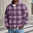 thumbnail image 2 of KKBOTIVE Long Sleeve Plaid Polo Shirts for Men Big and Tall Button Up Shirts Collared T Shirt Textured Knit Tops Men's Fashion, Purple Size: XL, 2 of 4