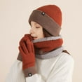 thumbnail image 2 of PENGXIANG Warm Knitting Gloves Hat Three Piece Scarf Wool Reversible Color Ear Protector Winter Suit, 2 of 5