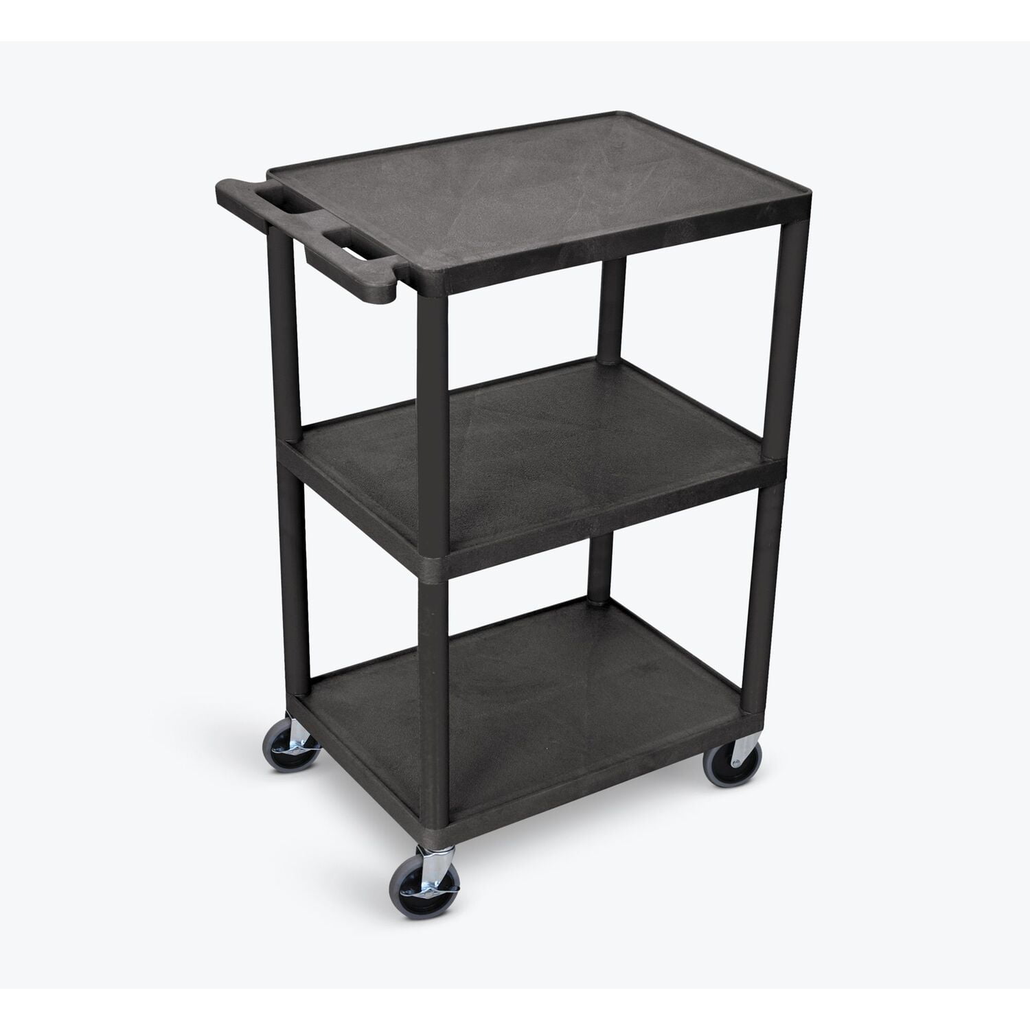 Luxor 300 lb. 24" x 18" 3Shelf Black Utility Cart