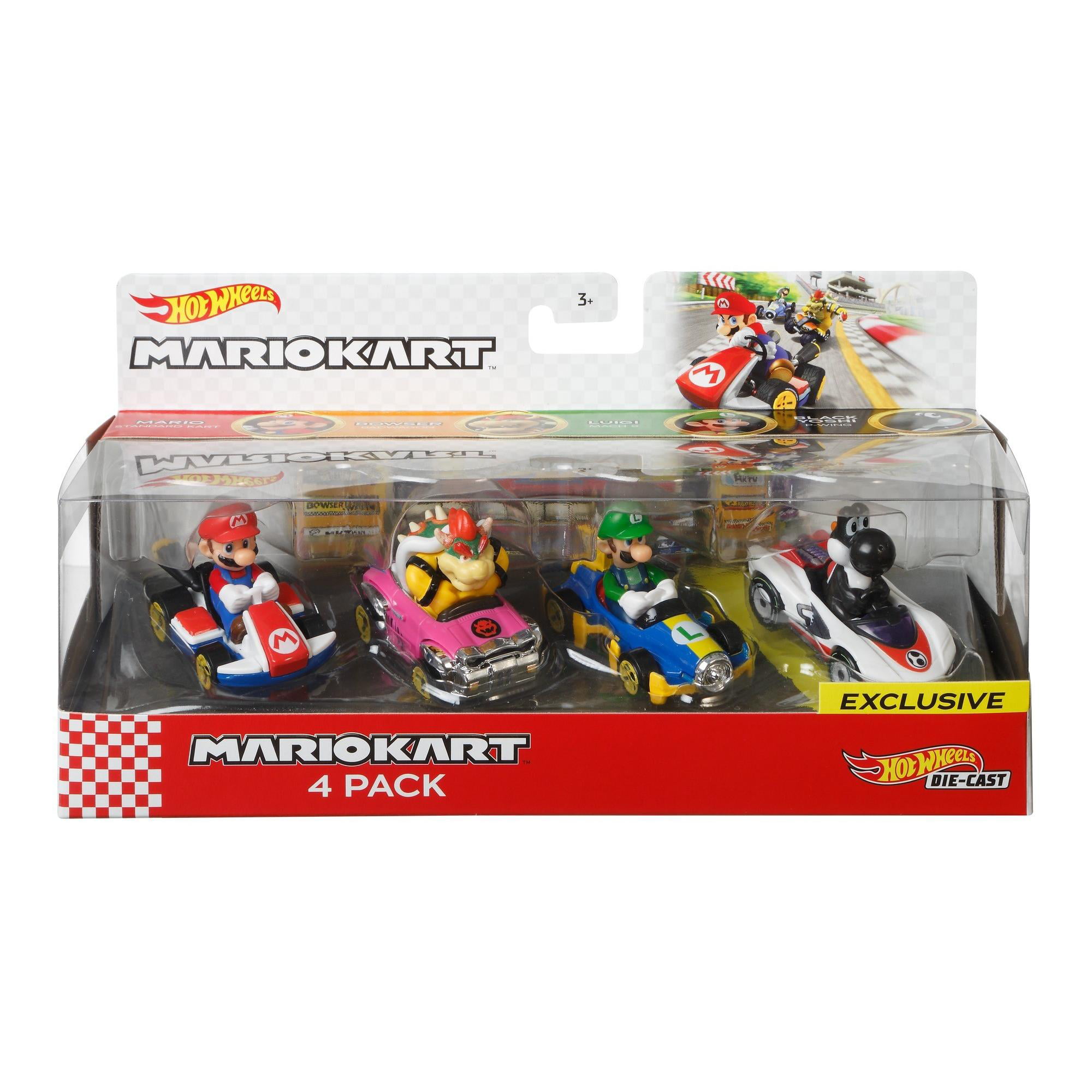 Hot Wheels Mario Kart Die-Cast Character Replicas in 4-Pack Each Assortment Includes Fan-Favorite Characters and 1 Exclusive Ages 3 and Older 