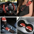 thumbnail image 3 of Yuyamidu Ladybug Car Seat Cover Full Set of 15 Red Heart Car Floor Mats with Auto Steering Wheel Cover Seatbelt Pads Handbrake Cover Set Coasters, 3 of 6