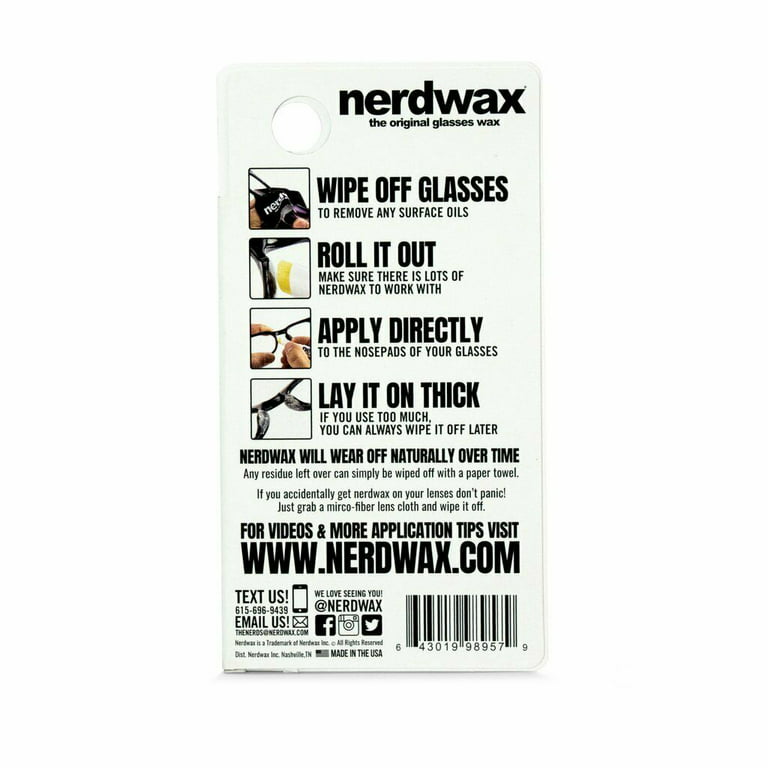 Nerdwax .075oz The Original Glasses Wax Stop Slipping Slimline Shark Tank  Single 