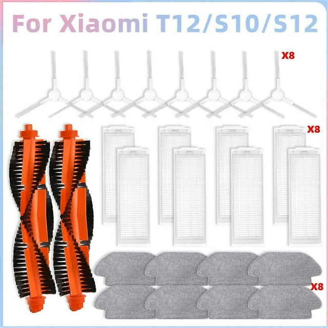 For Robot Vacuum S12 / T12 B106GL / S10 / S10 EU Vacuum Parts Main Roller Side Brush Hepa Filter Mop Cloth Pads