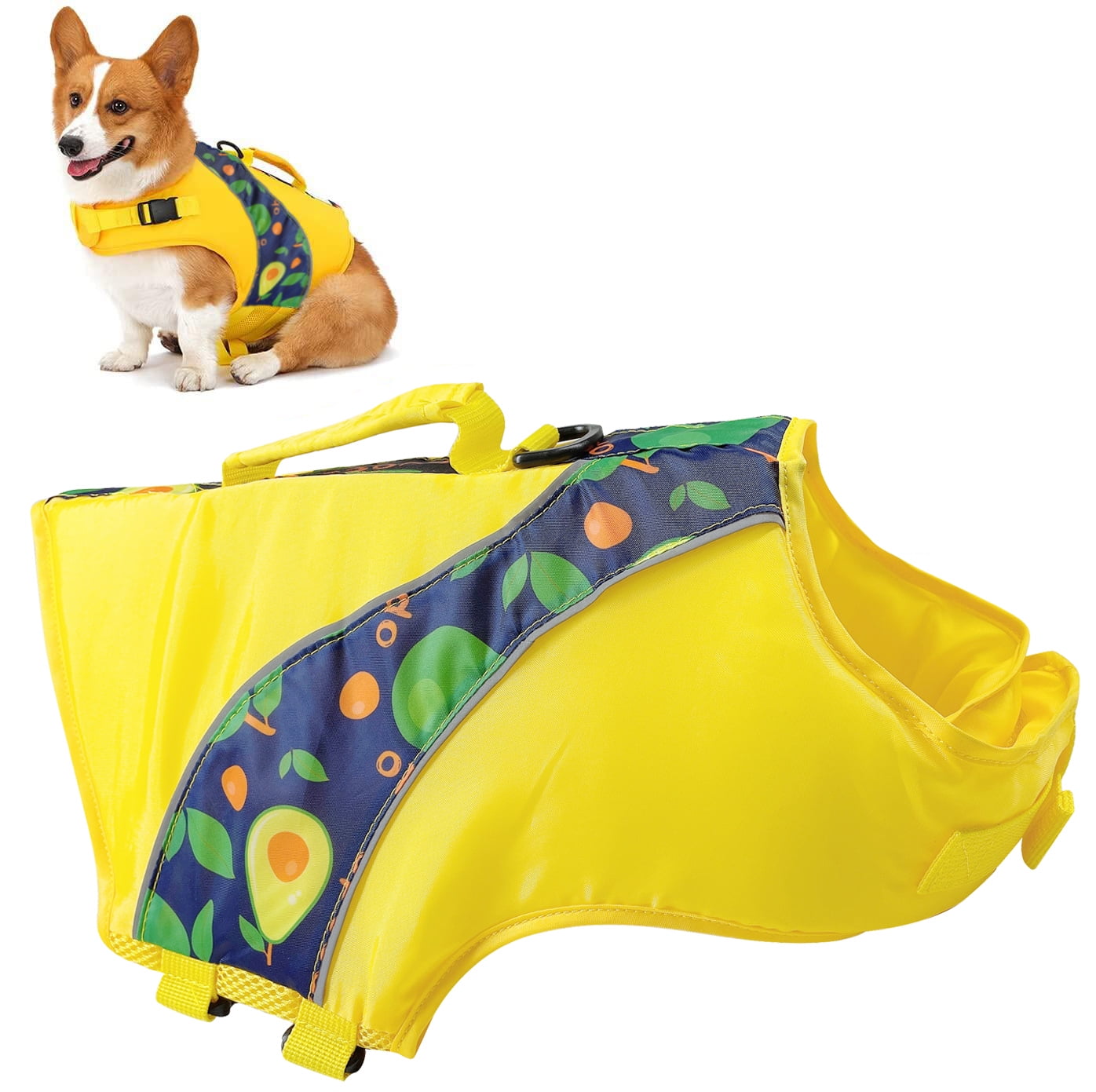Dog Life Jacket Vest with Superior Buoyancy Rescue Handle High Visibility Float Swimsuit Coat for Beach Pool Boating