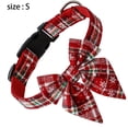 thumbnail image 2 of Laklulu Collar de perro navideño con lazo, collar de perro ajustable a cuadros navideños con hebilla de seguridad, suave, ROJO, 2 of 5