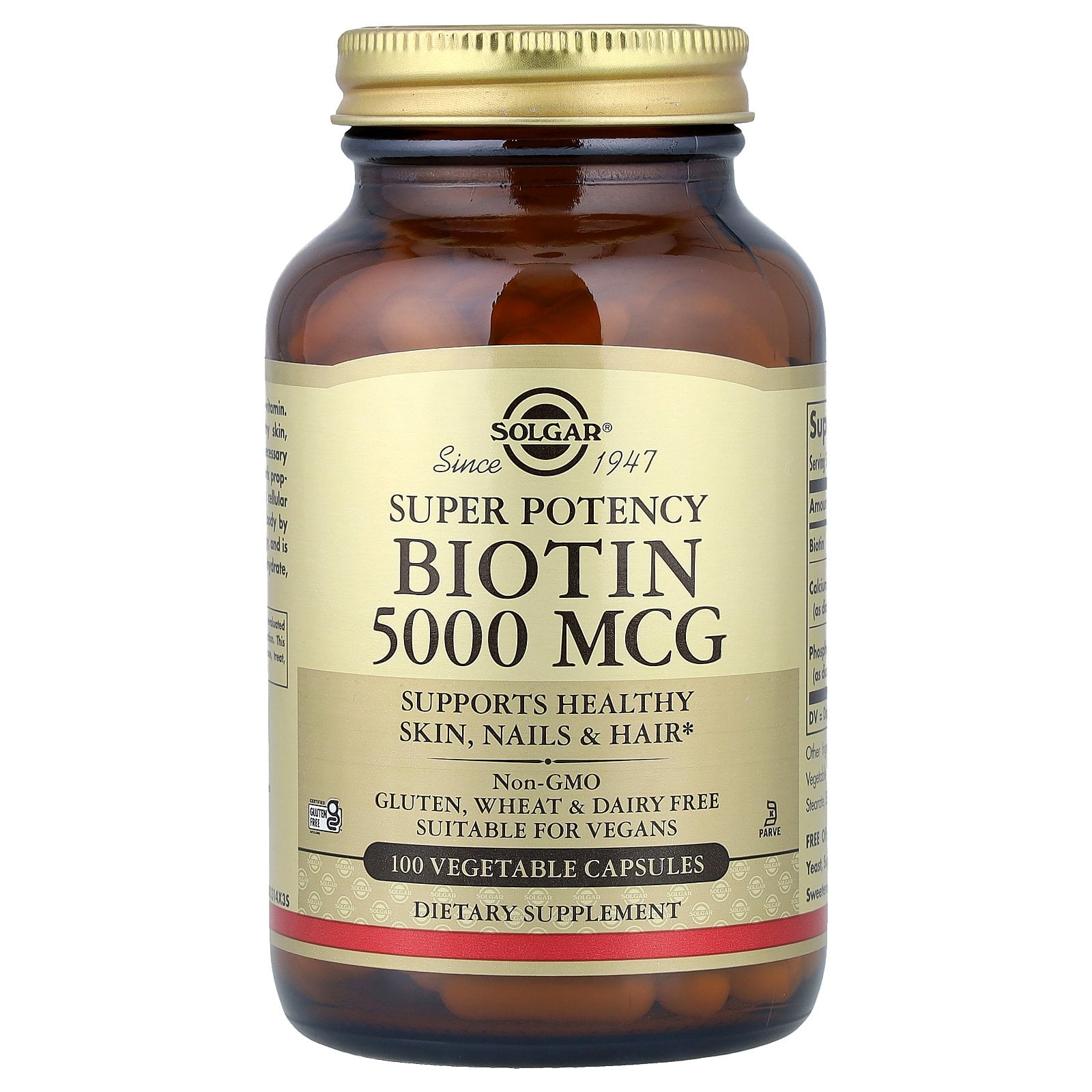 Solgar Biotin 5000 mcg - 100 Vegetable Capsules