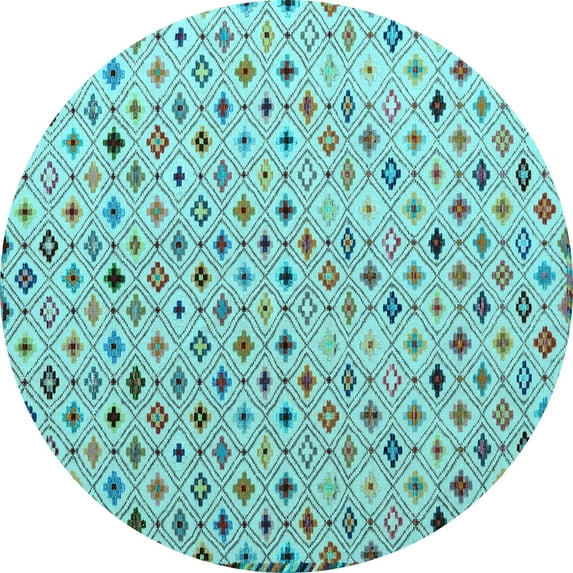 Ahgly Company Indoor Round Abstract Light Blue Modern Area Rugs, 5' Round