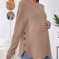 thumbnail image 2 of Lumosvexa Women's Maternity Top Long Sleeve Stretchy Soft Round Neck Fall Daily Casual Maternity Blouse Brown M, 2 of 8