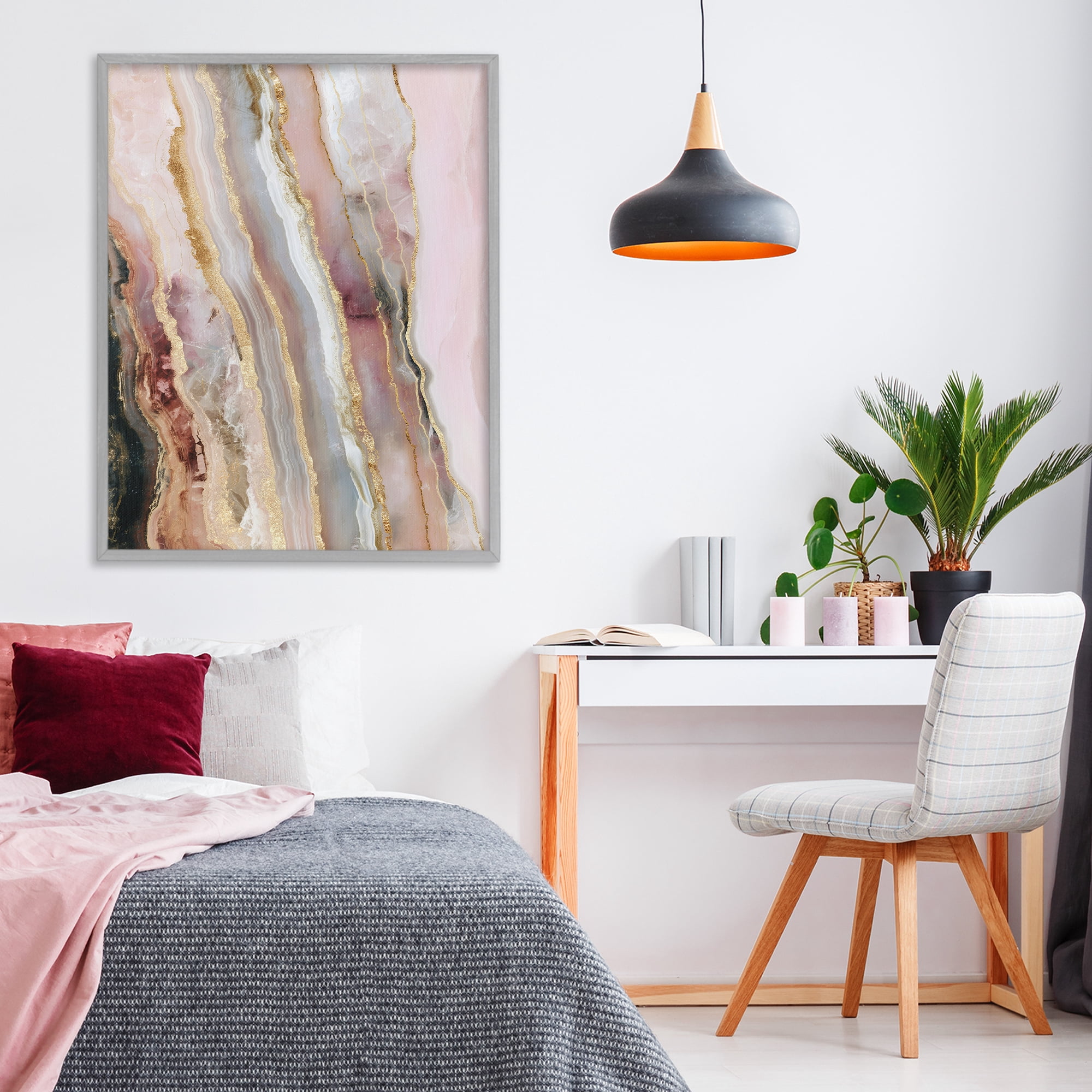 Stupell Industries Pastel Misty Gem Geode Gray Framed Giclee Art, design by Svetlana Aleynikova