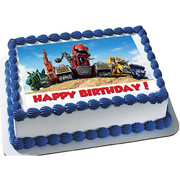 Dino Trux Dinosaur Trucks Edible Cake Topper Sugar Sheet