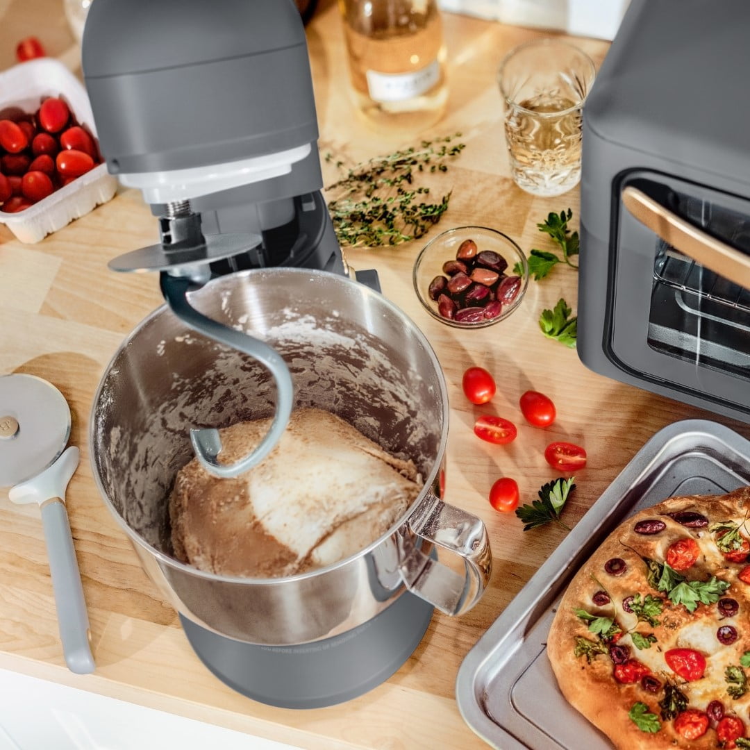 Beautiful 5.3 Qt Stand Mixer, Oyster Gray with Flat Beater, Dough Hook, Balloon Whisk