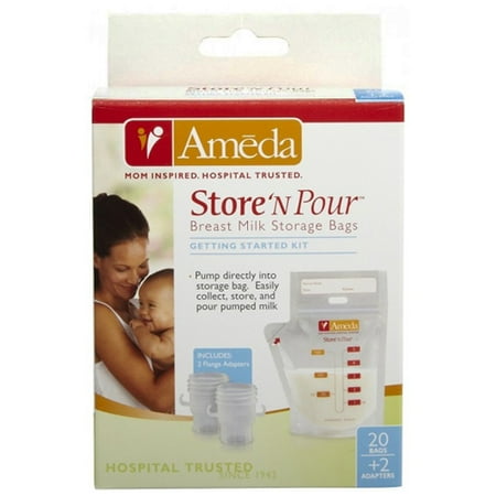 Ameda N Pour T Milk Storage Bags Getting Started Kit With Adapter 1 Ea