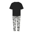 thumbnail image 5 of Yeaiivve Cotton Linen Sets for Women 2 Piece Summer Outfits Plus Size Short Sleeve Graphic Tees Camo Capri Pants Matching Sets Black XXXL, 5 of 5
