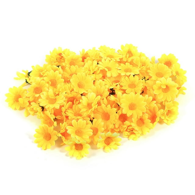 100 piezas 50 piezas de cabezas de flores artificiales de margaritas de tela al por mayor lotes para fiestas de bodas (#1 amarillo)