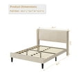 thumbnail image 2 of Bed Frame, Upholstered Platform Bed with Wingback Headboard, Velvet Upholstered Bed Frame with 2 Storage Pockets, Strong Wooden Slat Support, Easy Assembly, Box Spring Optional, 2 of 8