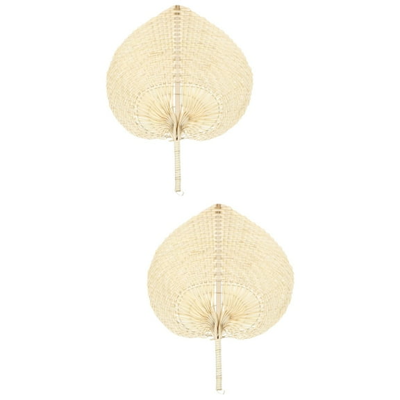 WORGEOUS 2pcs Vintage Fan Hand-woven Bamboo Fan Handmade Summer Fan Portable Handheld Fan
