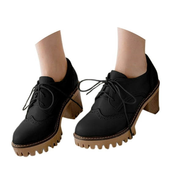 Women's Middle Heels Heel Shoes Breathable Casual Walking Comfort Lace Up Mid Heel Dress for Daily Leisure and