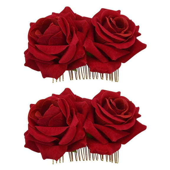 2X Flower Hair Clip Slide Flamenco Dancer Pin Flower Brooch Lady Hair Styling Clip Hair Accessories
