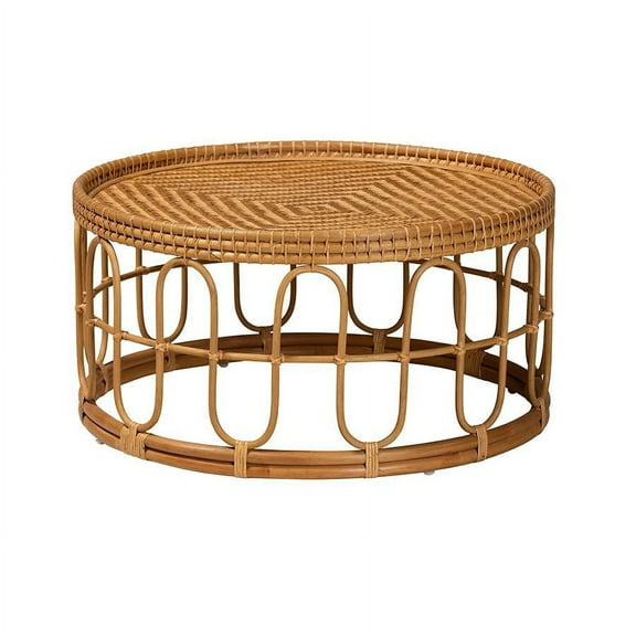 bali & pari Phoenix Modern Bohemian Light Honey Rattan Coffee Table