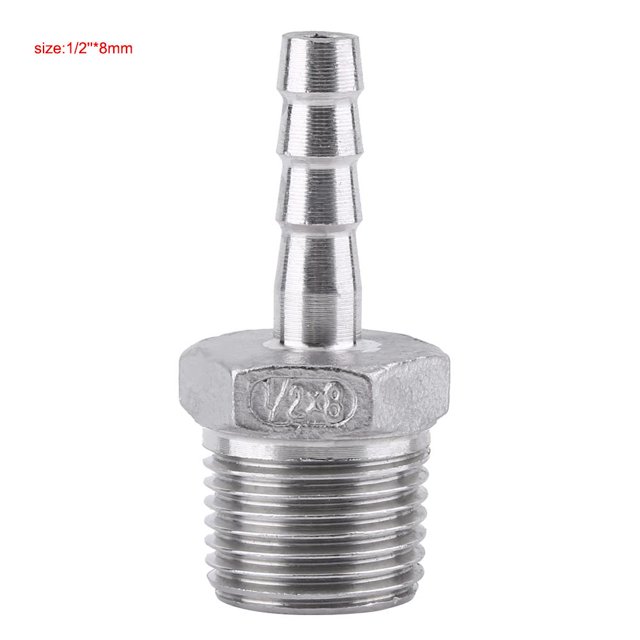 Ccdes Adaptateur de Queue de Tuyau Raccord de Tuyau de Filetage Mâle en Acier Inoxydable SS304 BSP 1/8 3/4, Raccord de Tuyau de Barbillon