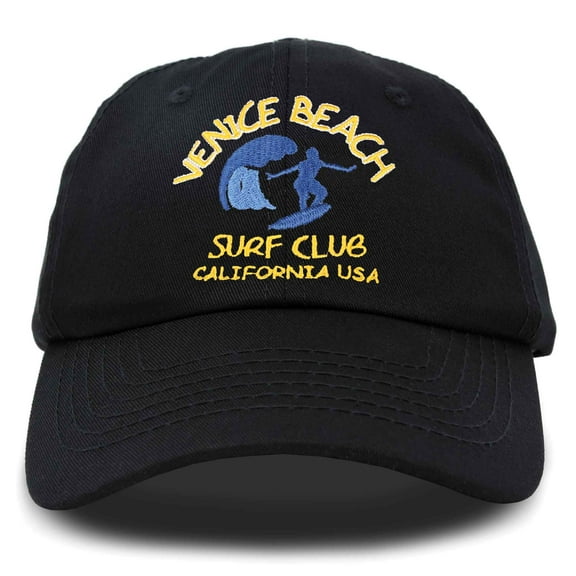 DALIX Surf Venice Beach Ball Cap Embroidered Hat in Black