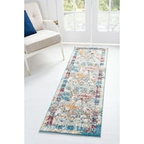 Rugs.com Brighella Collection Rug – 6 Ft Runner Multi Medium Rug Perfect For Hallways, Entryways
