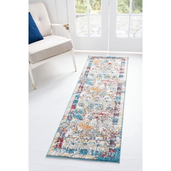Rugs.com Brighella Collection Rug – 6 Ft Runner Multi Medium Rug Perfect For Hallways, Entryways