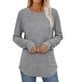 thumbnail image 3 of BSDJILFG Long Sleeve Sweaters for Women Casual Textured Ribbed Knit Shirt Raglan T-Shirt Crewneck Pullover Tops,Lightweight,Sizes S-2XL, 3 of 7