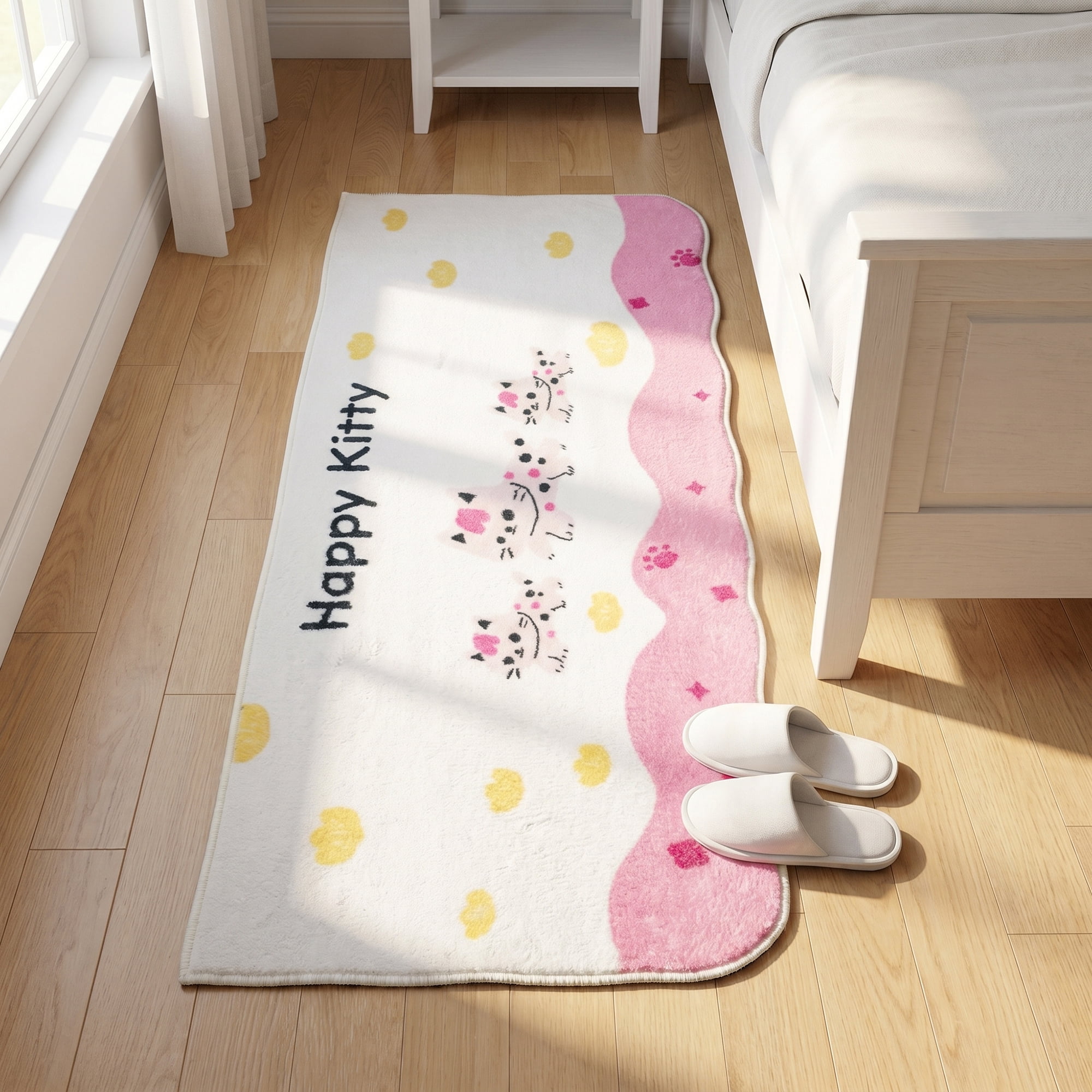 Unique Bargains Shaggy Area Rug Faux Fur Non-Slip Long Rug 47" x 16" Beige Cloud Edge