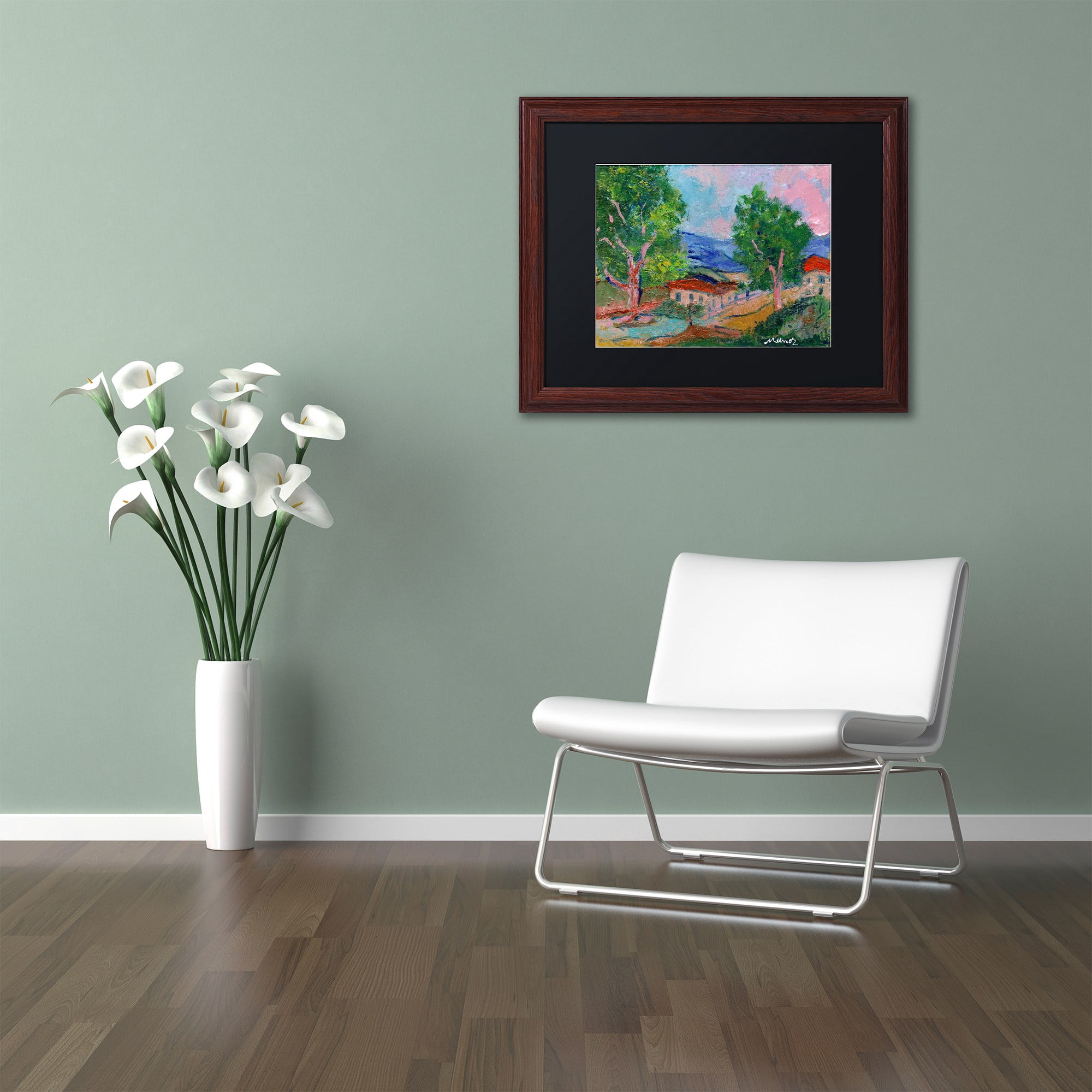 Trademark Fine Art "Tree Valley" Canvas Art by Manor Shadian Black Matte, Wood Frame