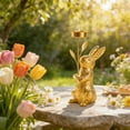 thumbnail image 4 of Golden Bunny Candle Holder, 7.8" Easter Bunny Candlestick Ornament, Holiday Party Supplies for Easter Table, Living Room, 4 of 5