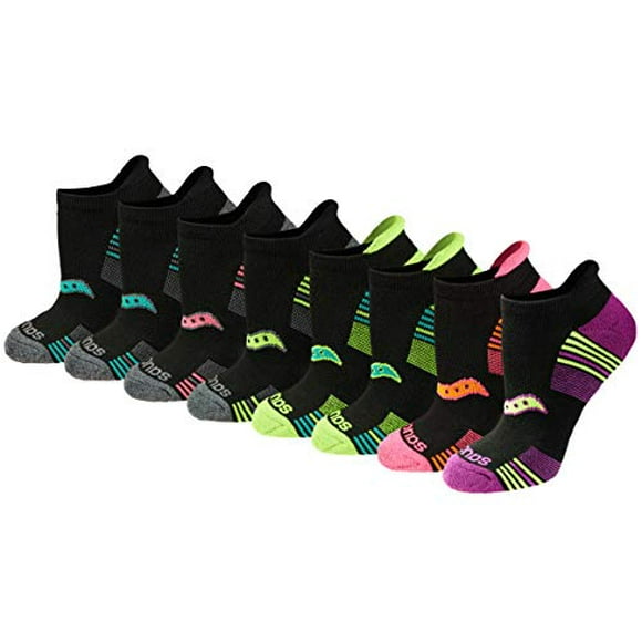 Saucony Women's Performance Heel Tab Athletic Socks (8 & 16 Packs) black Assorted (8 Pack) Shoe Size: 5-10