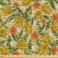 thumbnail image 2 of Ambesonne Hawaiian Fabric by the Yard Upholstery, Bananas Leaves Flowers, 2 Yards, Burnt Sienna and Sage Green, 2 of 5