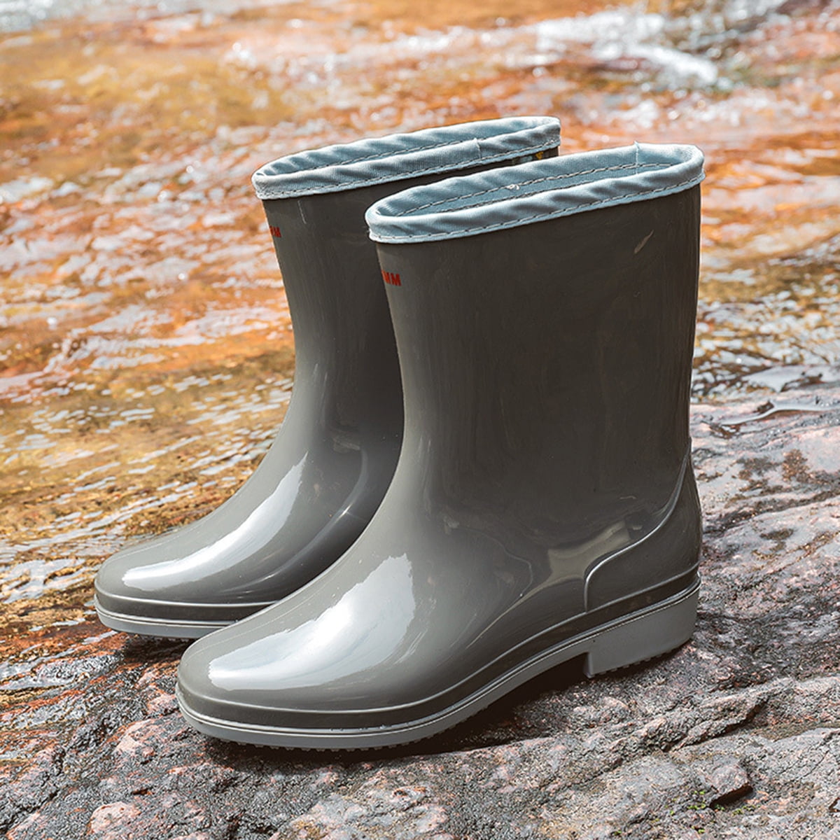 AUXDIQ Rain Shoes Women Mid-calf Boots Waterproof Rain Boots Outdoor Garden Shoes