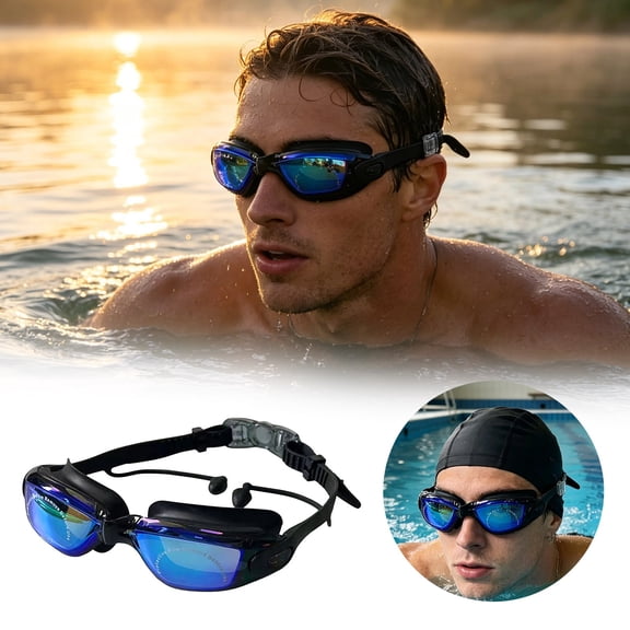 Swimming Goggles Anti-Fog Leak Proof Soft Silicone Seal Adjustable Strap Polycarbonate Lens Swim Goggles for Adults Youth
