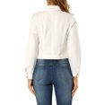 thumbnail image 3 of MODA NOVA Juniors Notched Lapel Long Sleeves Asymmetric Zip Moto Denim Jacket, 3 of 6