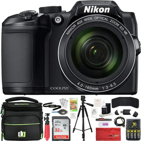 Nikon COOLPIX B500 16MP 40x Optical Zoom Digital Camera 32GB Bundle includes Camera, Bag, 32GB Memory Card, Reader, Wallet, AA Batteries + Charger, HDMI Cable, Tripod, Beach Camera Cloth and (Best Aa Batteries For Digital Camera)