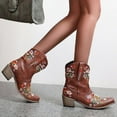 thumbnail image 6 of IUJSOY Cowboy Boots for Women Floral Embroidery Western Ankle Boots Pull on Pointed Toe Heeled Boots, 6 of 9