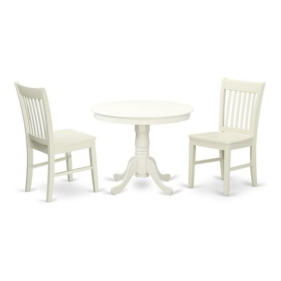 East West Furniture Dining Room Set Linen White, ANNO3-LWH-W