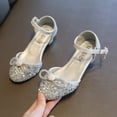 thumbnail image 5 of TOWED22 Girls Sandals Glittler Bow Dress Shoes Princess High Heels Party Wedding Flower Girls Shoes for Kid Toddler(Silver,3 Little Kid), 5 of 5