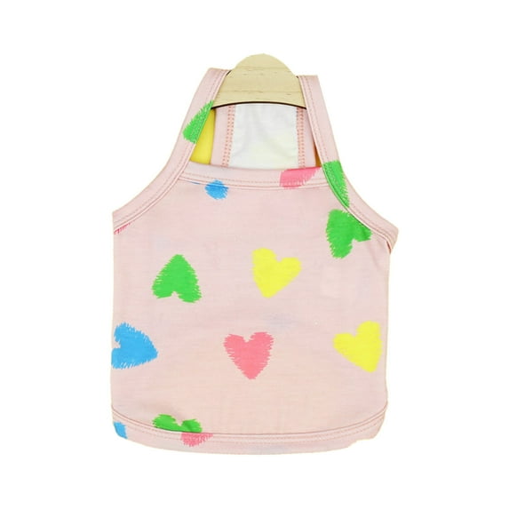 Soft Cotton Pet Vest - Square Neck with Heart Pattern - Summer Puppy Dog Sleeveless Shirt