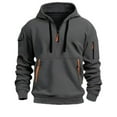 thumbnail image 2 of TOWED22 Men's Fleece Hoodie Casual Long Sleeve 1/4 Zipper Pullover Sweatshirts(Grey,XL), 2 of 8