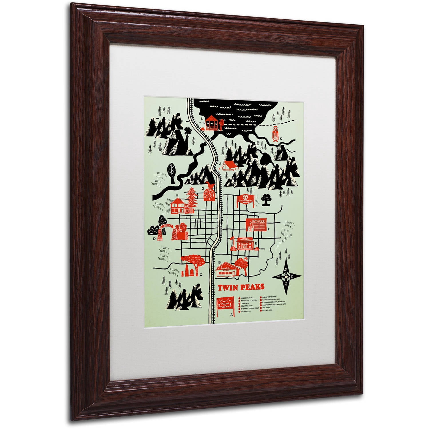Trademark Fine Art 'Welcome To Twin Peaks' Canvas Art by Robert Farkas, White Matte, Wood Frame