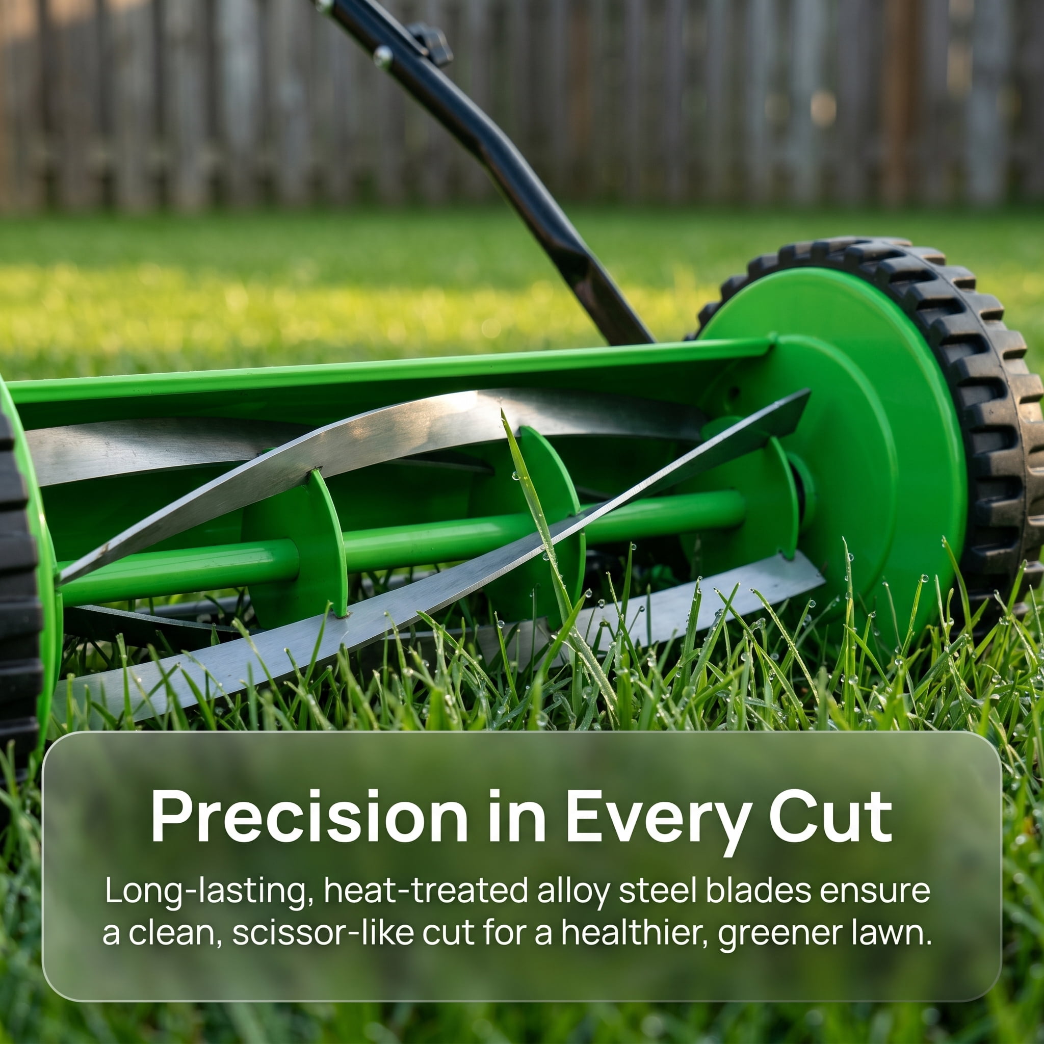 Zateety 14-Inch 5-Blade Push Reel Lawn Mower with Grass Catcher, GREEN COLOR